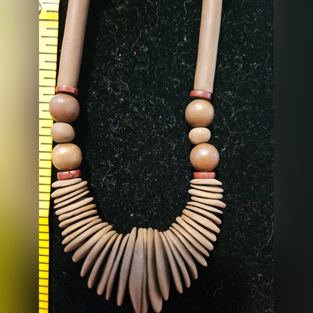 Vintage Natural Wood Beaded Necklace